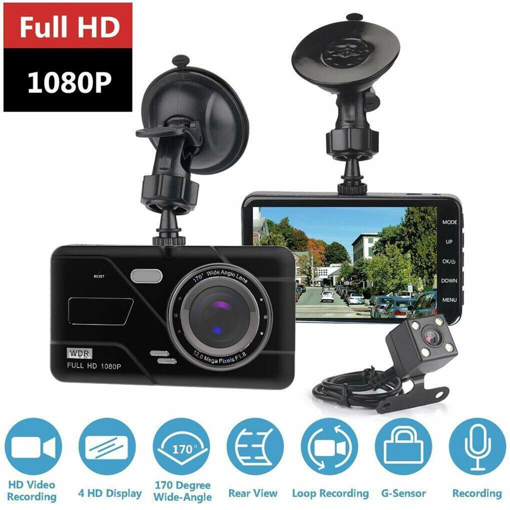 4 In Car Camera Recorder Dual Front And Rear HD 1080P Dash Cam Night Vision UK