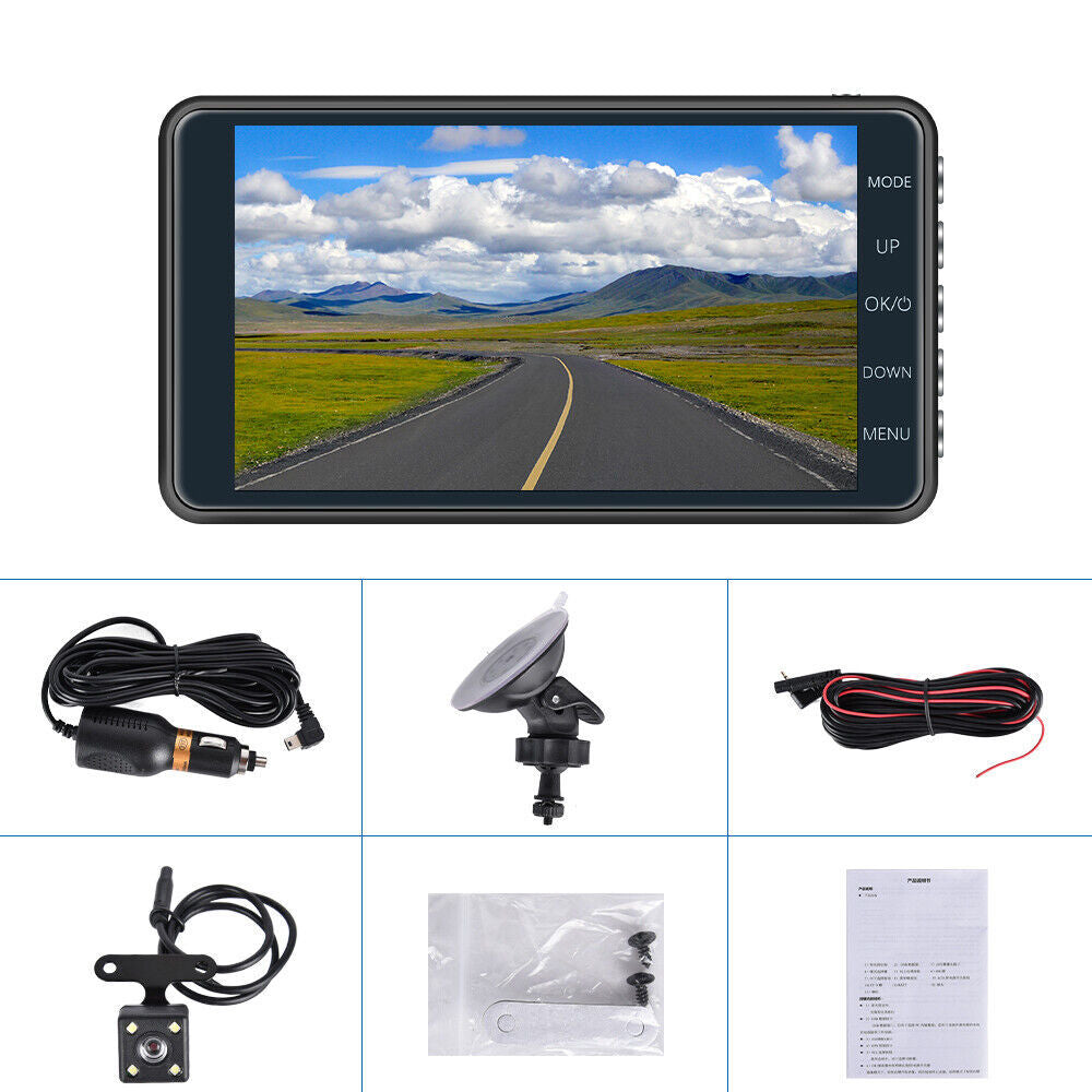 4 In Car Camera Recorder Dual Front And Rear HD 1080P Dash Cam Night Vision UK