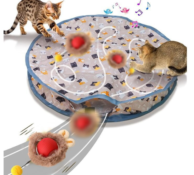 New Arrival Motion Activated Chirping Cat Toy Ball Hunting Cover Play Mat Christmas Interactive Toys For Cats To Play