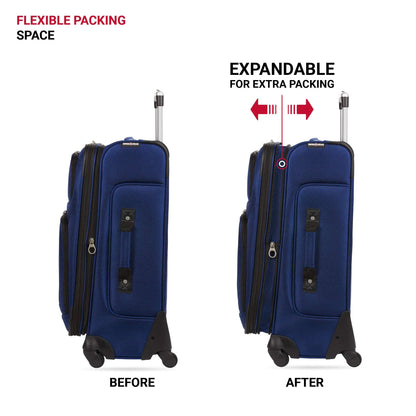 SwissGear Sion Softside Expandable Luggage, Blue, Checked-Medium 25-Inch