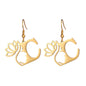 Lotus Letter Pendant Earrings A- Z Initial Stainless Steel Women's Earrings
