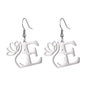 Lotus Letter Pendant Earrings A- Z Initial Stainless Steel Women's Earrings