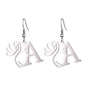 Lotus Letter Pendant Earrings A- Z Initial Stainless Steel Women's Earrings