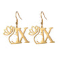 Lotus Letter Pendant Earrings A- Z Initial Stainless Steel Women's Earrings