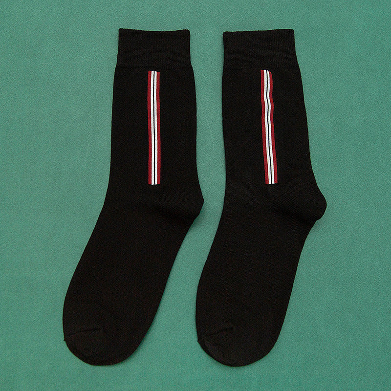 Vertical Striped Color Matching Mid-Tube Socks