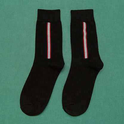 Vertical Striped Color Matching Mid-Tube Socks