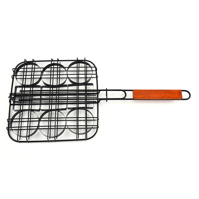 Small Hamburger Non-Stick Grill Basket Tool Single Patty Press Mini Burger Press Set Meatball Burger Basket Set BBQ Accessories