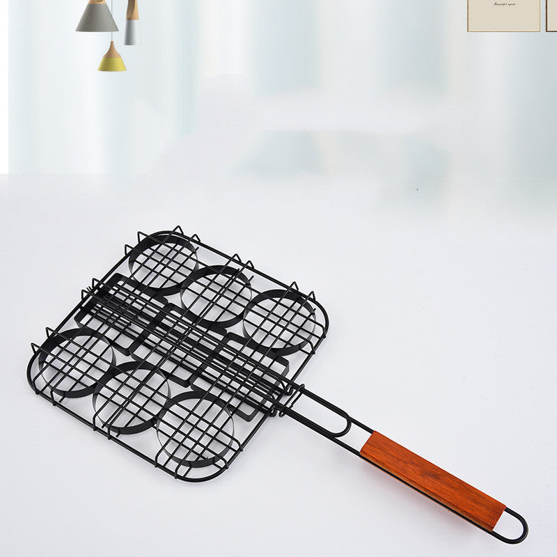 Small Hamburger Non-Stick Grill Basket Tool Single Patty Press Mini Burger Press Set Meatball Burger Basket Set BBQ Accessories