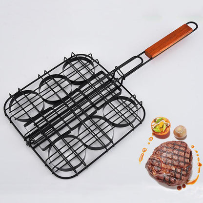 Small Hamburger Non-Stick Grill Basket Tool Single Patty Press Mini Burger Press Set Meatball Burger Basket Set BBQ Accessories