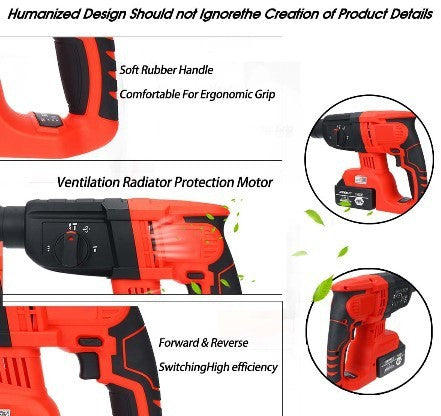 3 IN 1 Electric Brushless Hammer Cordless Power Impact Drill With Lithium Battery Power Drill Electric Drill