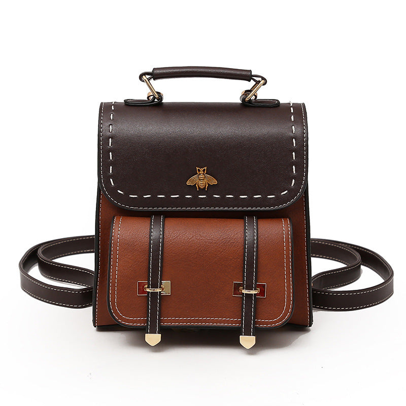 Contrasting Retro Small Backpack Women