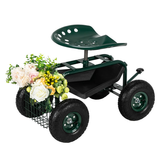 Deep Green Short Handle Garden Seat Car