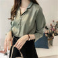 Solid Color Satin Suit Collar Shirt Bottoming Top