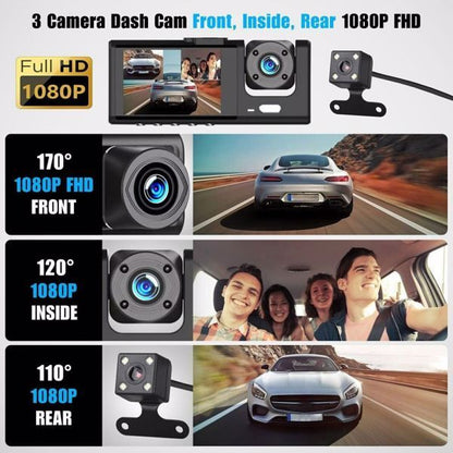 Car Dual Lens Dash Cam HD 1080P Front, Rear, Internal Video Recorder Camera G Sensor