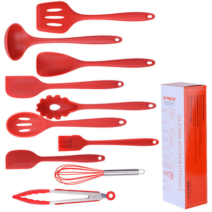 10-piece Silicone Kitchenware Non-stick Cooking Spatula Set