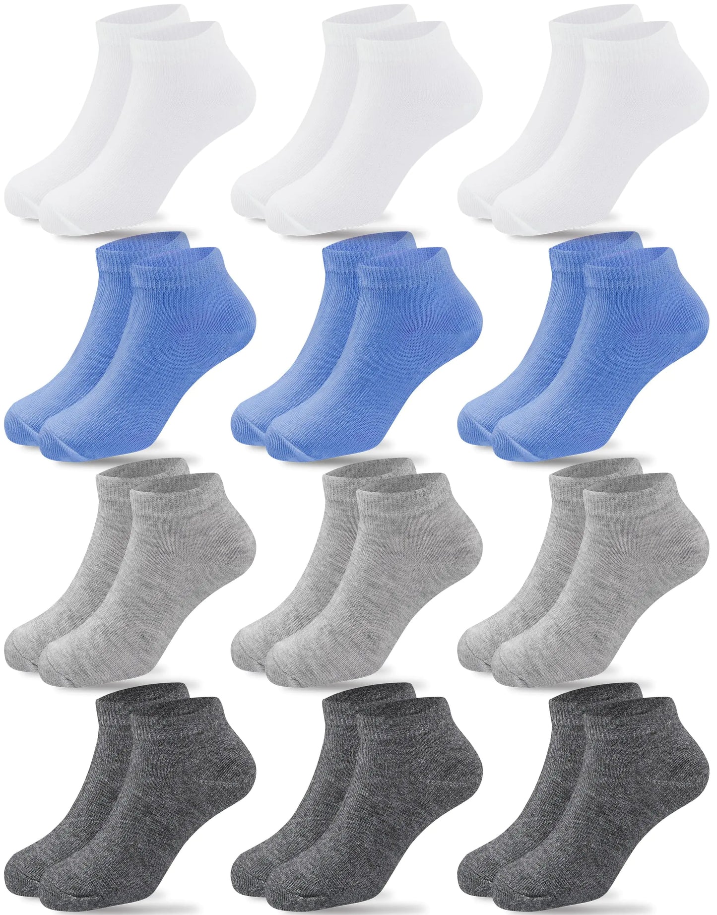 Duufin 12 Pairs Toddler Athletic Ankle Socks Kids Athletic Socks Low Cut Socks Half Cushion Toddler Socks 4-6 Years White