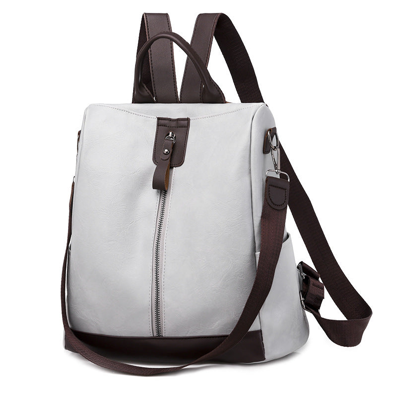 Anti-theft soft leather backpack women