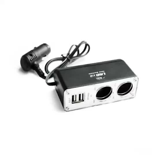 Car Cigarette Lighter Dual USB One-to-two Car Charger With Cord Car Power Splitter USB Charger Socket