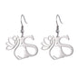 Lotus Letter Pendant Earrings A- Z Initial Stainless Steel Women's Earrings