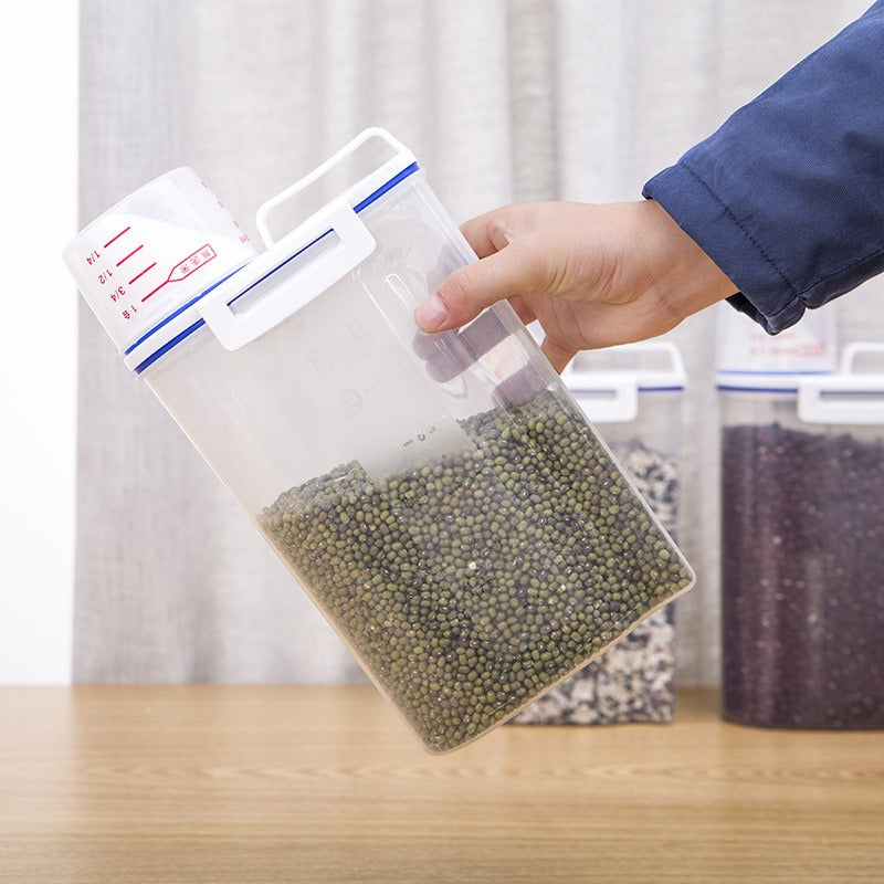 Rice And Cereal Storage Container With Measuring Cup