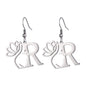 Lotus Letter Pendant Earrings A- Z Initial Stainless Steel Women's Earrings