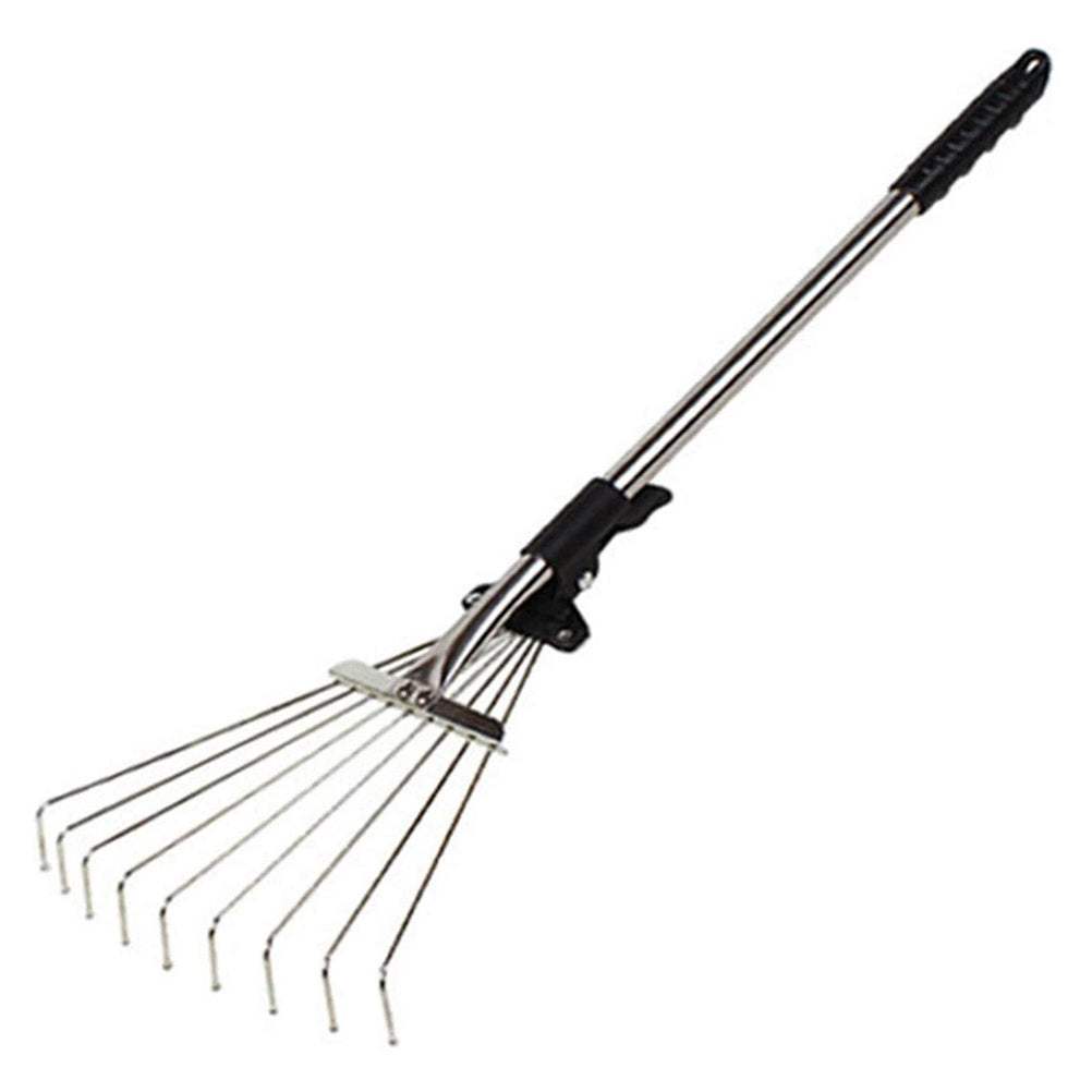 Adjustable Garden Leaf Rake Alloy Telescopic Hoe Grass Tool Multi Toothed Metal Rake for Deciduous Hay Grass of Lawn and Yard