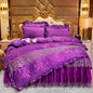 Lace Velvet Bed Skirt Four-piece Quilted