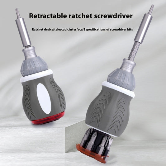 Ratchet Screwdriver Set Retractable Adjustable Length Multifunctional Screwdriver