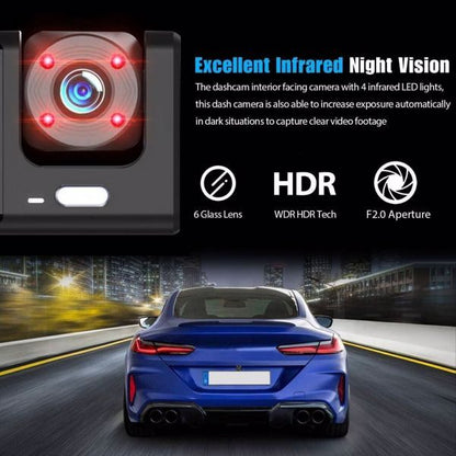 Car Dual Lens Dash Cam HD 1080P Front, Rear, Internal Video Recorder Camera G Sensor