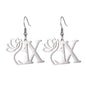 Lotus Letter Pendant Earrings A- Z Initial Stainless Steel Women's Earrings