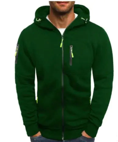 Men's Fleece Color Hoodie Zip Front Hooded Sweatshirt