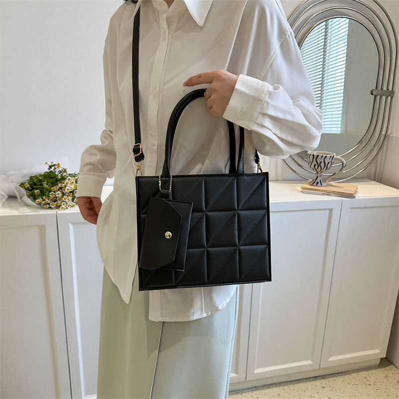 Fashion Plaid Shoulder With Small Wallet Simple Elegant Portable Square Tots Women's Handbag