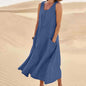 Summer Sleeveless Long Dress With Pockets Fashion Casual Loose Dresses Women's Clothing