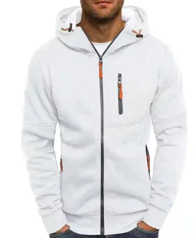 Men's Fleece Color Hoodie Zip Front Hooded Sweatshirt