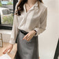 Solid Color Satin Suit Collar Shirt Bottoming Top