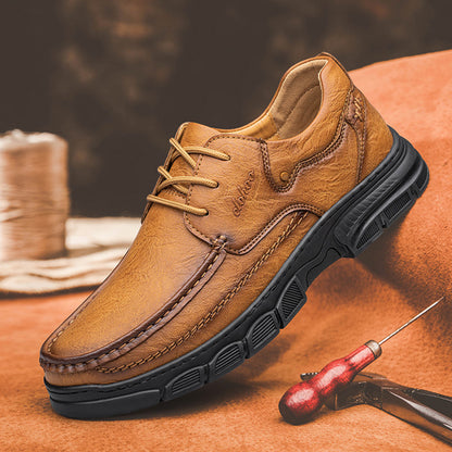 Men's Handmade Shoes Stitching Plus Size Casual Leather Shoes