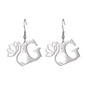 Lotus Letter Pendant Earrings A- Z Initial Stainless Steel Women's Earrings
