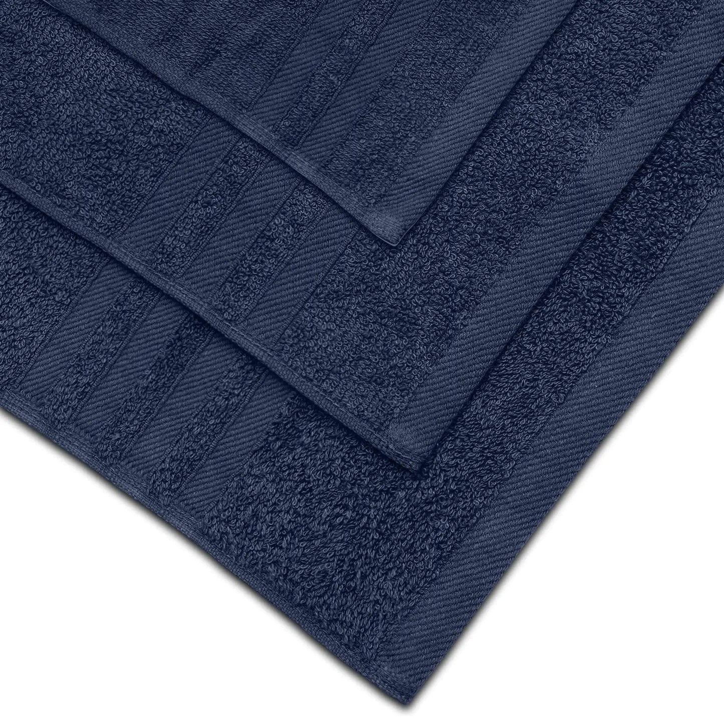 12 Pcs Bath Towel Set for Bathroom Wealuxe Collection 100% Cotton Soft Navy Blue