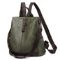 Anti-theft soft leather backpack women