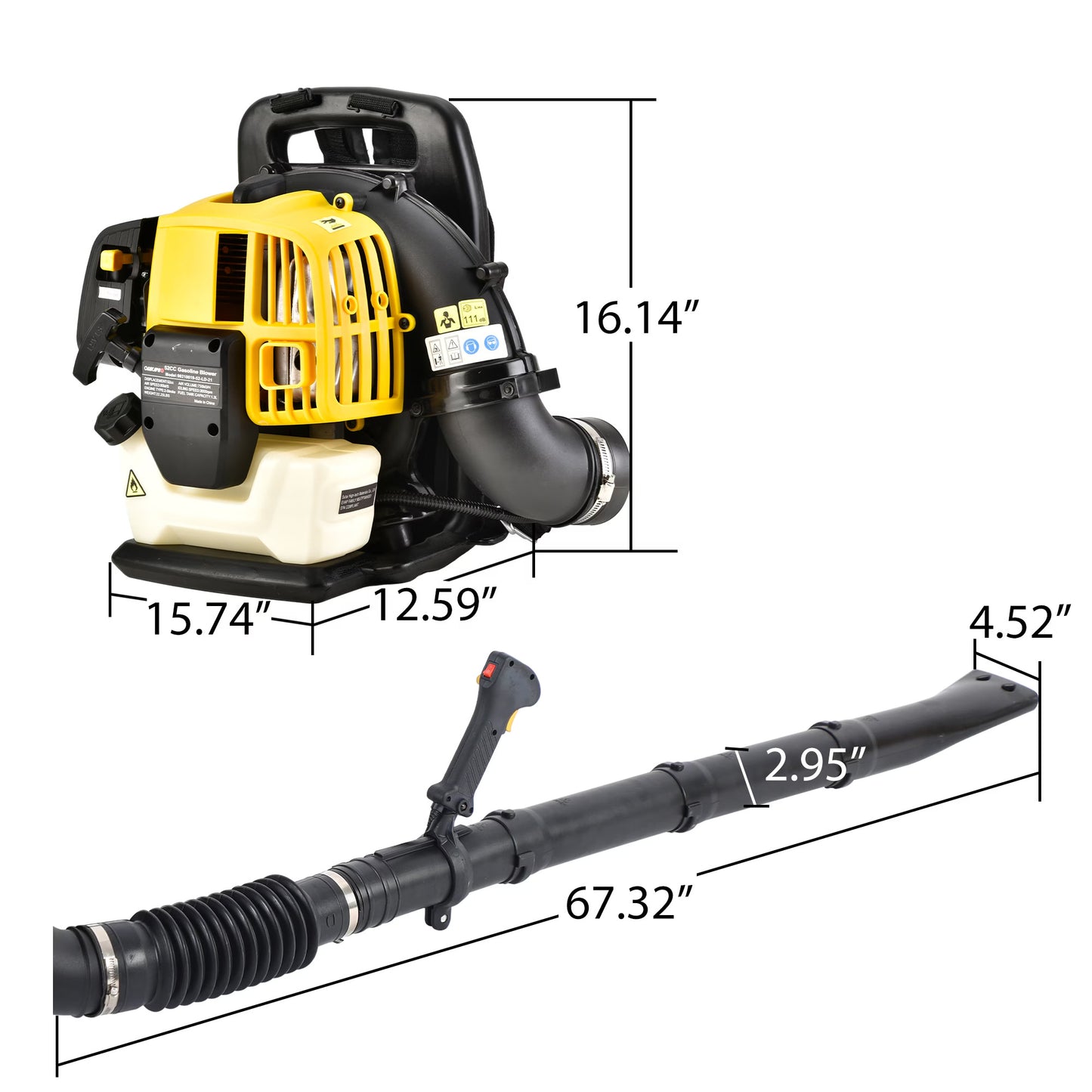 2 Stroke Commercial Backpack Leaf Blower Gas Powered Grass Lawn Blowing Machine