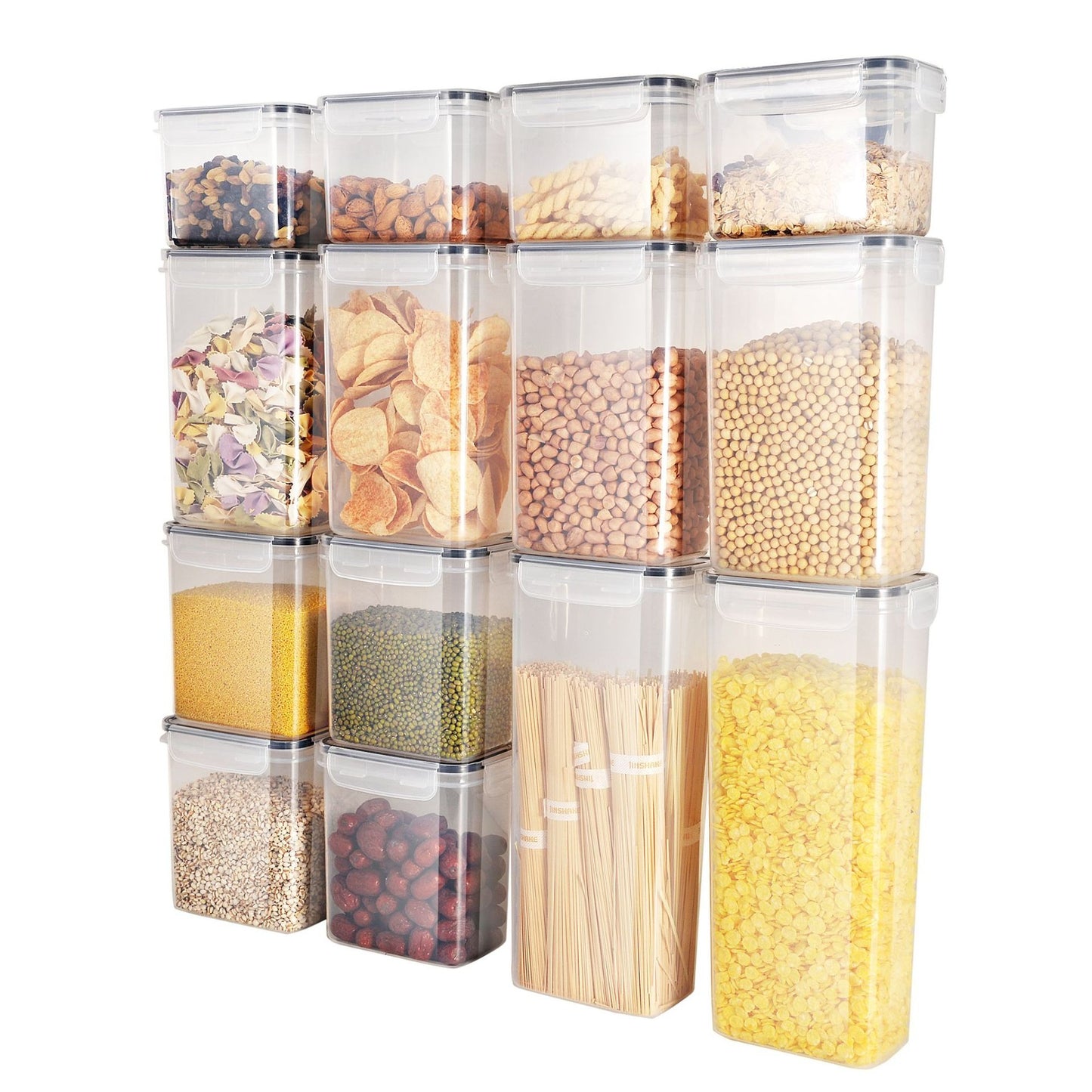 Pack of 7 Food Storage Container Space Saving Plastic Cereal Keeper with Air Tight Lid