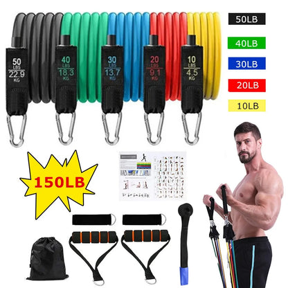 16PCS Resistance Band Set: Home Gym Fitness Training