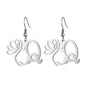 Lotus Letter Pendant Earrings A- Z Initial Stainless Steel Women's Earrings