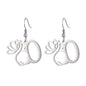Lotus Letter Pendant Earrings A- Z Initial Stainless Steel Women's Earrings