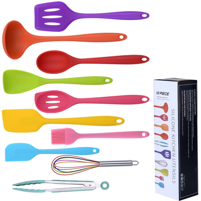 10-piece Silicone Kitchenware Non-stick Cooking Spatula Set