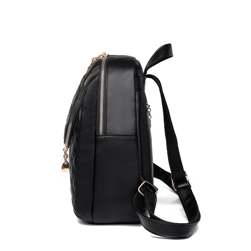 New Leisure Soft Leather Lingge Backpack For Women