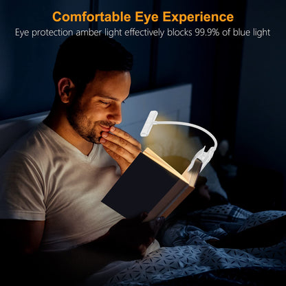 Gritin 19 LED Rechargeable Book Light for Reading in Bed with Memory Function- Eye Caring 3 Color Temperatures,Stepless Dimming Brightness,80 Hrs Runtime Lightweight Clip On Light for Book Lovers