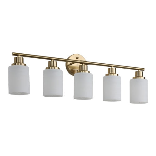 5 Lamps Gold Bathroom Vanity Lamp, Frosted Glass Shade, Modern Wall Mounted Lighting - No Bulbs Unavailable Platforms- Temu