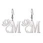 Lotus Letter Pendant Earrings A- Z Initial Stainless Steel Women's Earrings