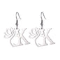 Lotus Letter Pendant Earrings A- Z Initial Stainless Steel Women's Earrings